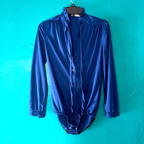 Vintage ruffle high neck  bodysuit - Picture 1 of 6